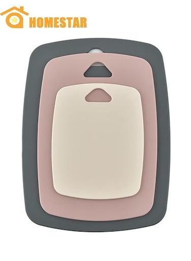 3 PCS Cutting Board, Plastic Cutting Boards Non Slip and Dishwasher Safe, Food Grade Chopping Boards Set for Fruit, Meat and Vegetable, Pink
