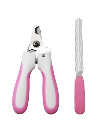 MARGOUN Pet Nail Clipper Cat Dog Nail Trimmer Non-slip Toenail Clippers with Safety Guard Pet Claw Clipper with Nail File for Dogs and Cats (pink)