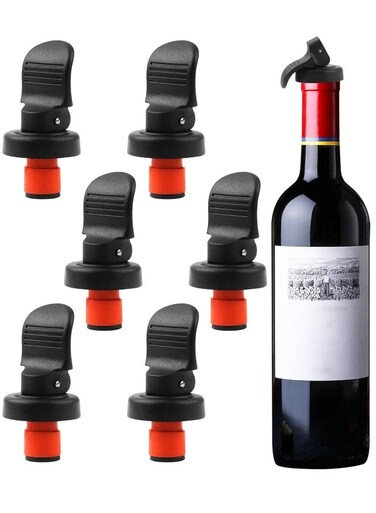 PCS Reusable Wine Bottle Stoppers,Plastic Airtight Seal Champagne Wine Corks Bottle Caps Keep Fresh Wine Sealer Set