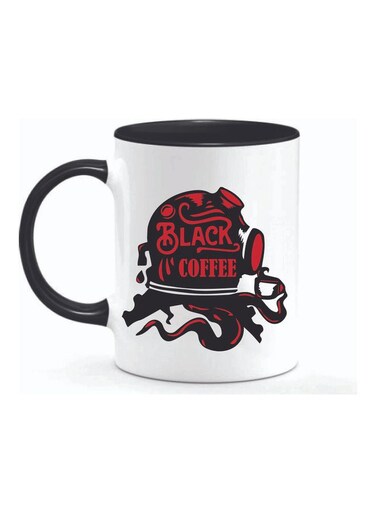 Black Coffee Printed Ceramic Mug Multicolour