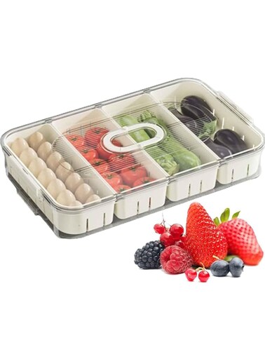 Car Charcuterie Box, 4 lattice Divided Charcuterie Box for Car, Snack Box Container, Car Charcuterie Boxes with Clear Lids and Handle, Food Grade Clear Organizer for Snackle, Candy, Fruits, Nuts