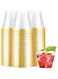 KASTWAVE Disposable Plastic Cups, 50 Pcs Elegant Rose Gold Rimmed Plastic Cups 9oz Clear Plastic Cups, Gold Disposable Cups Plastic, Clear Plastic Cups for Wedding Party (GOLD)