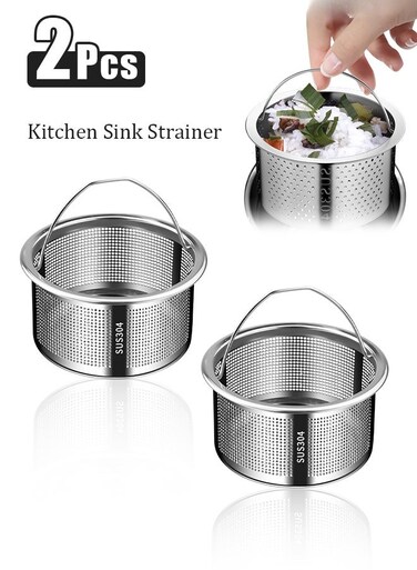 PCS Kitchen Sink Strainer, 304 Stainless Steel Anti-Clogging Drain Strainer 