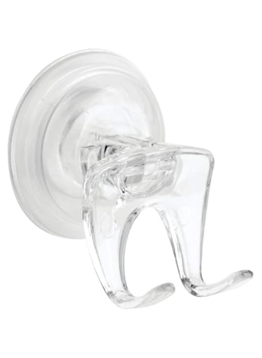 iDesign Plastic Power Lock Suction Bathroom Shower Hooks for Razor, Loofah, Wash Cloth, 2.25" x 2.25" x 2.5", Clear