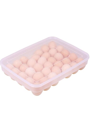 Cups Egg Container with Lid,Covered Egg Holders for 34 Eggs,Large capacity Eggs Food Storage Organizer - Stackable Egg Holder Dispenser,Clear plastic Decorative Crate