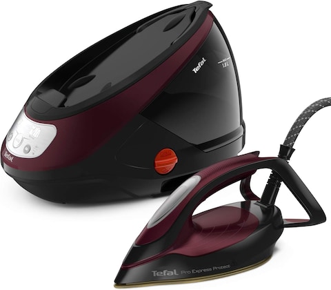 Tefal Pro Express Protect High Pressure Steam Generator Iron, 1.8 L Capacity, 7.5 Bar, 140 g/min continuous steam &amp; 560 g/min steam boost, 2600 Watt, Removable Scale Collector, Burgundy &amp; Black GV9230