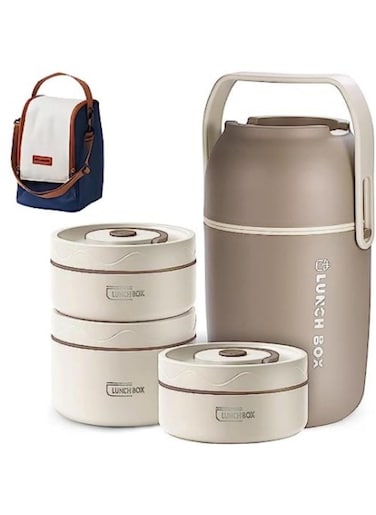 Kids Thermal Bento Lunch Box Set for School, Insulated Lunch Containers With Bag,3 Separate Stackable Lunch Container, Microwaveable Lunch Box Bento Box for Adults &amp; Kids