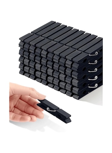 Colored Clothespins, Colorful Clothes Pins Wooden Clips Rainbow Colors 50 Pack Decorative Crafts Pegs Photos Pictures Decoration Clip Clothing Hanging Closepins, 2.9 Inch 5 PCS Per Color (Black)