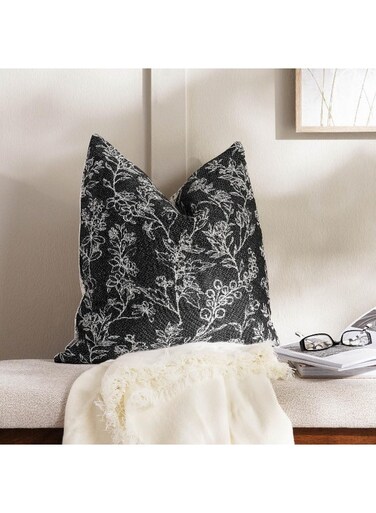 Home Polynesia Jacquard Filled Cushion With Feather Insert 50x50cm - Black
