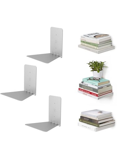 Umbra 330639-560 Conceal Floating Bookshelf, Set Of 3, Small, Silver