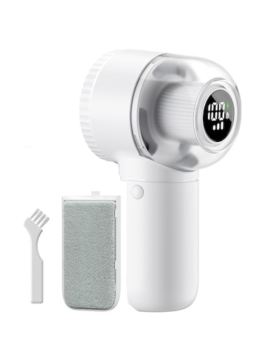 NALACAL Fabric Shaver, Lint Remover with Brush, 1200mAh Sweater Shaver with Digital Display,3 Speeds Lint Shaver, 6-Leaf Blades Lint Remover for Clothes, Sofa, Bedding,White