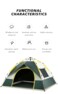 Outdoor Tent for Hiking Camping Sun Rain Protection Quick Setup Fits 3-4 People Made Oxford Material