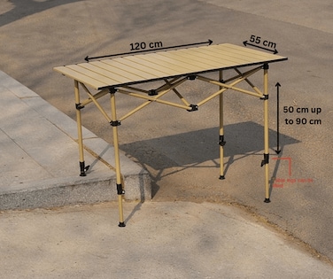 طاولة تخييم خارجية قابلة للطي مع ارتفاع قابل للتعديل، وحقيبة تخزين كبيرة وحقيبة حمل، طاولة ألومنيوم محمولة للنزهات الداخلية والخارجية والشواء والباحات الخلفية والشاطئ
