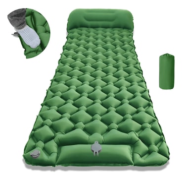 Single Camping Sleeping Pad Inflatable Camping Pad Ultralight Sleeping Mat with Pillow for Camping Hiking Traveling Durable &amp; Waterproof