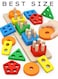 Wooden Shape Sorting &amp; Stacking Toy for Toddlers 1&ndash;3 Years, Montessori Educational Puzzle with Color Recognition &amp; Geometric Blocks, Learning Toy for Boys &amp; Girls, Preschool Fine Motor Skill Development Gift