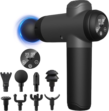Massage Gun Deep Tissue,Percussion Massager Gun Muscle Massage Gun for Pain Relief, High Intensity Percussion Massage Device for Pain Relief with 8 Attachments &amp; 99 Speed