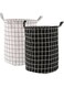 Nozibye 2PCS Laundry Basket，Foldable Fabric Dirty Clothes Basket With Handles, for Washing and Kitchen,Toy Storage 35x44cm(Black+White)