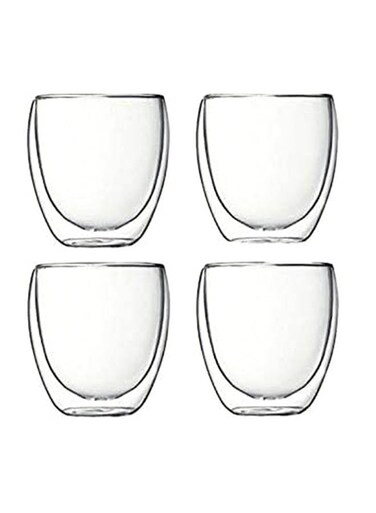 Utility 4Pcs-250ML Borosilicate Glass Tea Coffee Cups Clear 250ml