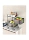Sulfar Multi Purpose Trolley Storage Organizer And kitchen accessories items for Kitchen Storage Rack Square Design Fruits &amp; Vegetable Onion Cutlery (Matt Black, 2 Layer Drawer)