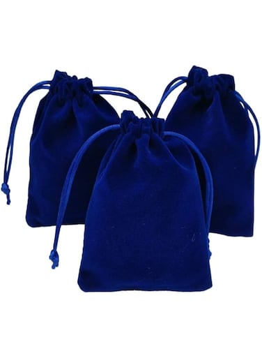 KUPOO 50 Pieces Wholesale Lot - Royal Blue Velvet Cloth Jewelry Pouches/Drawstring Bags 4" X 3