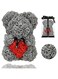 10 Inches Tall Rose Flower Bear - Over 250+ Flowers on Every Rose Bear - Gift for Mothers Day, Valentines Day, Anniversary &amp; Bridal Showers - Gift Box Included (Grey)