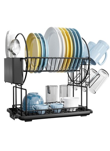 Dish Rack Drying Stand With Dish Drainer Plate Rack,Kitchen Organizer,Dish Drying Rack, Countertop Kitchen Utensil holder Sink Stand for Plates