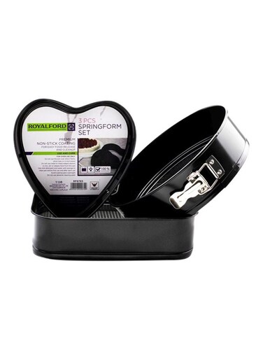 3-Piece Round, Heart And Square Springform Set Black