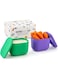 OmieBox UP (2 pack) Leakproof Dips Containers To Go, Salad Dressing Container, Condiment Container with Lids - Food Safe Silicone - 4.5 ounces (Purple/Green)
