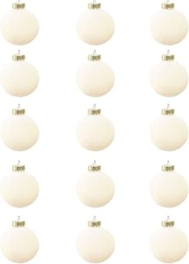 2023 New Velvet Christmas Balls Christmas Tree Ornaments, Flocked Christmas Ornaments Velvet Ornament Ball Bauble, Flocked Christmas Balls Bulk Hanging Ornaments 15PC (White)