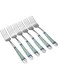 RK Stainless Steel Dessert Fork Set, Blue Decor, RK0082, 6 Pieces, Sweet Fork   Pastry Fork   Dessert Utensil Silver/Blue 20.5cm