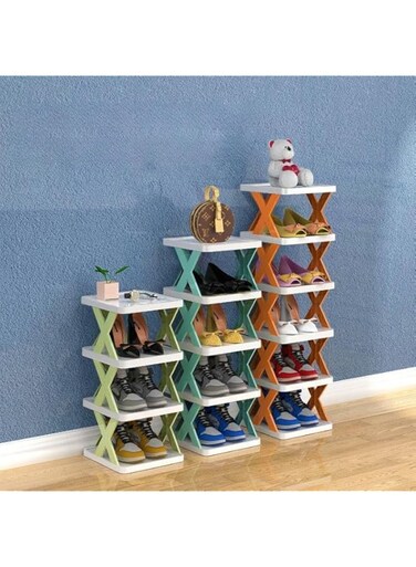 Generic HYTTER Vertical Shoe Rack, Freely DIY Shoes Rack Tall and Narrow Shoe Racks for Entryway Shoe Storage, Adult's Boots Sneaker Organizer Shelf Plastic Shoe Rack (Green, 3 Tier), LP-N1A
