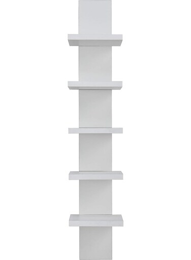 B Straight Wall-Mounted Shelf Unit &acirc;&euro;&ldquo; White Finish Wall Storage for Living Room, Bedroom &amp; Office