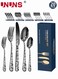 Kitchen Cutlery Set,304 Stainless Steel Fork Spoon Knife Dining Dinnerware Tableware Set,20 Pcs/Set,Floral Damask Rose Black Cutlery Set