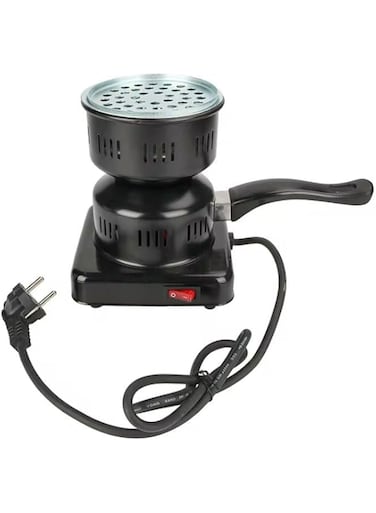 Electric Hookah Charcoal Burner, Single Hot Plate, Heat Control Switch, Black