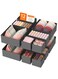 12 Pack Drawer Organisers, Foldable Storage Box Fabric Drawer Dividers Wardrobe Storage Organiser Storage Cubes for Closet, Dresser, Nursery, Bedroom, Foldable Cube Boxes for Clothes, Pants, Underwear, Sock, Bras Organization, Grey
