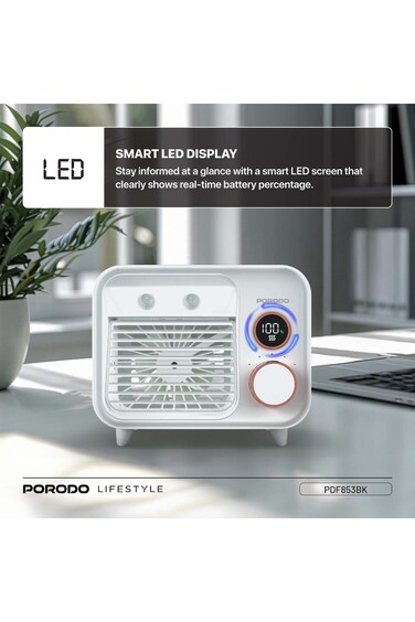 Lifestyle Mini Mist Fan Desktop Air Cooler with LED Display &amp; 5 Speeds
