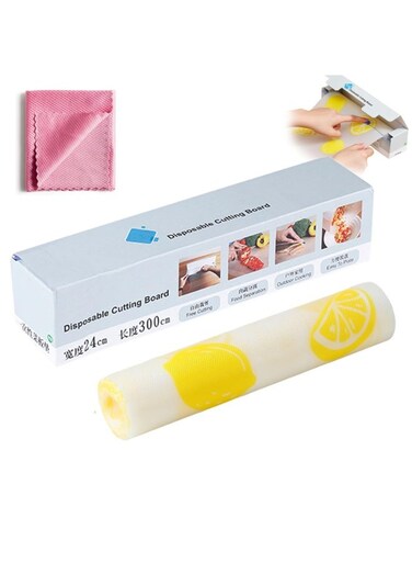 1 Roll Disposable Plastic Cutting Board, Disposable Cutting Mat, Disposable Cutting Board Sheets, Non-Slip Disposable Cutting Boards Roll Paper for Kitchen Meat Outdoor Camping Rv Traveling
