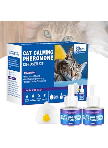 Cat Calming Pheromone Diffuser, Reduces Conflict Between Cats Effective Anxiety Relief for Cats &amp; Cat Calming Soothing, Cat Anxiety Relief, Reduce Fighting and Scratching Calm Relaxing (60days)