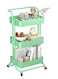 3 Tier Rolling Utility Cart with Handles and Lockable Wheels Green