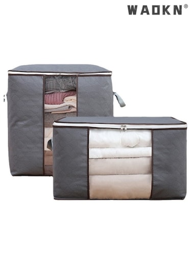 Quilt Storage Bag Quilt Sorting Bag Household Thick Non woven Large Storage Bag Clothing Dustproof Storage Box 6-Pack