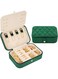 Paporich Velvet Jewelry Case Organizer for Travel, Jewelry Organizer Box with Mirror Travel Gifts for Women and Girls (Emerald Green Velvet)
