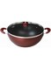 NIRLEP by Bajaj Electricals Select J Class 3 Ltr 2.6 mm Aluminium Non Stick Induction Deep Kadhai with Lid (Maroon, 24 cm)