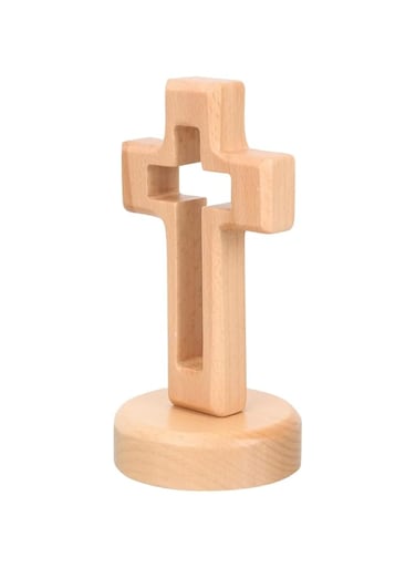 NEWBEAUT Free Standing/Wall Hanging Wood Plain Cross, Wooden Table Cross, Wood Standing Plain Cross, Table Altar Wood Cross Standing from The Holy Land Rustic Table Decor