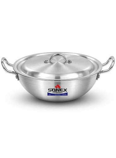 Traditional Aluminium Karahi / Kadai Wok 29 cm (4.5L), Deep Cooking Pot, Heavy Duty, Even Heat, Ideal for Curry, Frying &amp; Biryani, Serves 4&acirc;&euro;&ldquo;5 Persons, Gas Stove