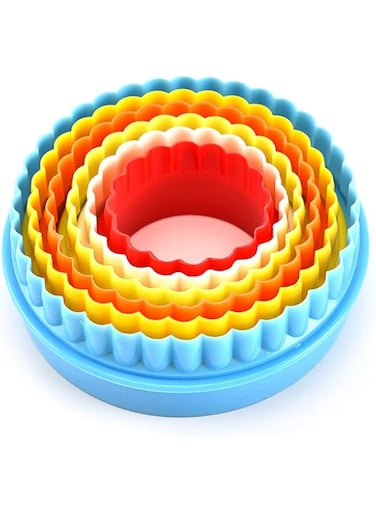 Beibi 6pc Cookie Cutters, Plastic Crinkle Cutter Double Sided Plain Round Pastry Cutters Baking Tools Kitchen Gadgets Baking Tools Accessories