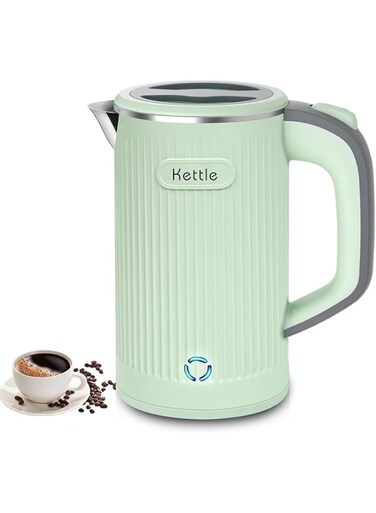 Electric Kettle Portable Travel Hot Water Tea Boiler 304 Stainless Steel 0.8L, Mini Electric Coffee Kettle with Auto Shut-Off &amp; Boil Dry Protection, BPA-Free,Cordless Base &amp; LED Indicator (Green)