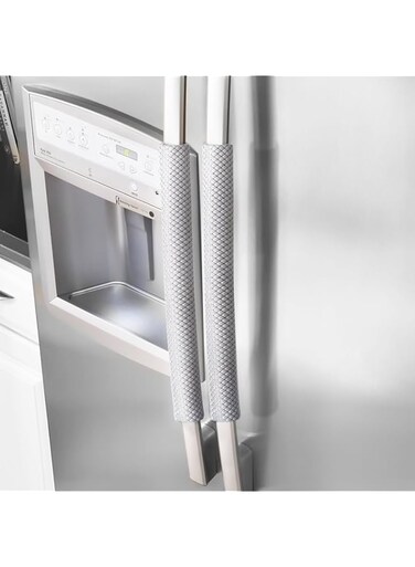 OUGAR8 Refrigerator Door Handle Covers Handmade Decor Protector for Ovens, Dishwashers.Keep Your Kitchen Appliance Clean from Smudges, Food Stains (Rhombus Light Gray)