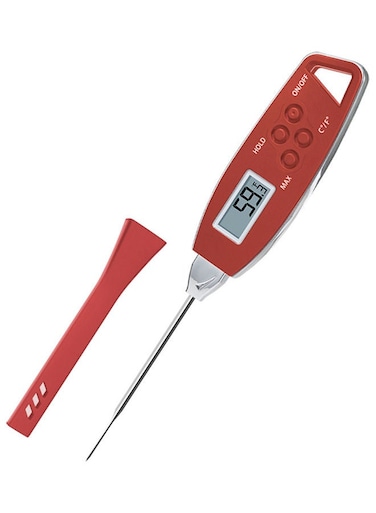 Food Thermometer Backlight Instant Read Meat Thermometer Barbecue BBQ Grill Smoker Thermometer Cooking Baking Oven Thermometer Red 25*4*22.5cm