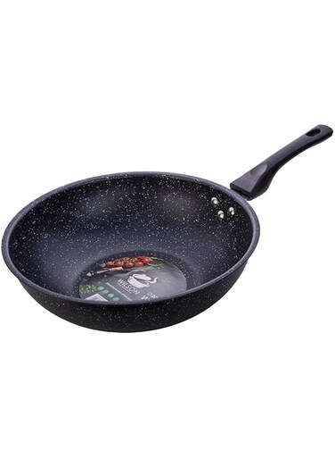 VICKO Wilson Aluminum Wok Pan 30x9cm with Marble Coating and Induction Bottom