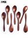7 PCS Small Wooden Spoons Honey spoons for Tea Smooth Wooden Honey Teaspoon for Coffee Ellipse Serving Wood Spoons Mini Table Spoon for Jar and condiments Wooden Spoons for Eating